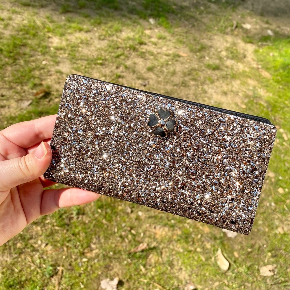Kate Spade Glitter bi-fold wallet / Rose Gold